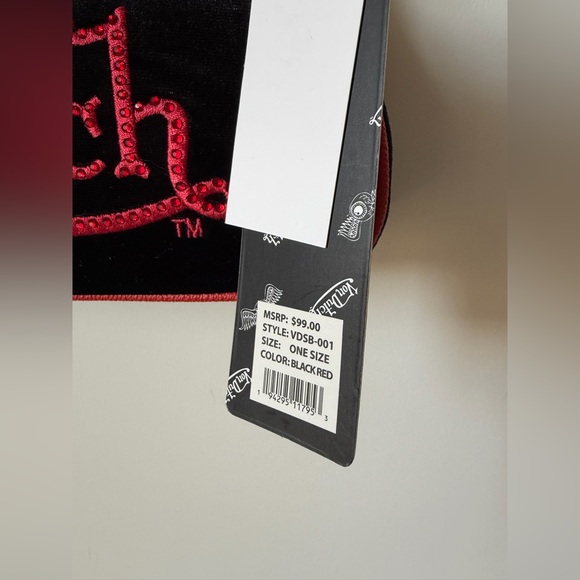 Viral Von Dutch Black Velvet and Red Shoulder Bag with silver charm chain - Picture 4 of 5